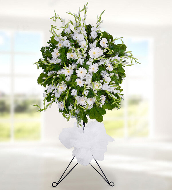 Beyaz Gerbera ve Glayor Ferforje  -  beyaz-gerbera-ve-glayor-ferforje